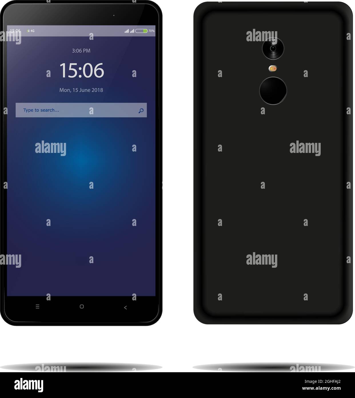 New phone front and black vector drawing eps10 format isolated on white ...