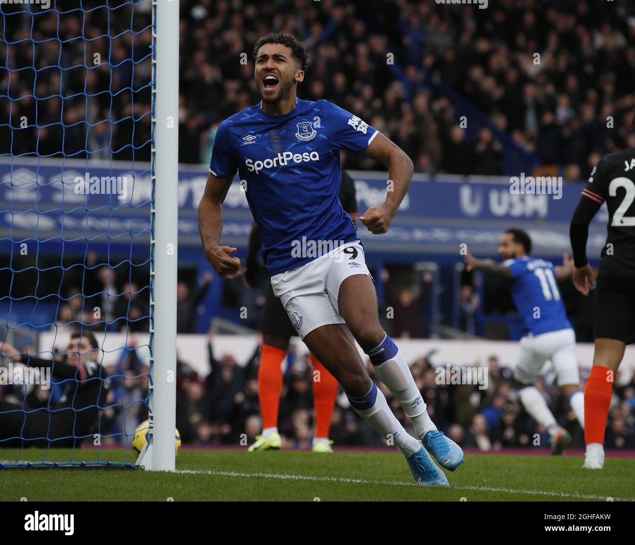 Dominic Calvert Lewin of Everton celebrates the first goal during the ...