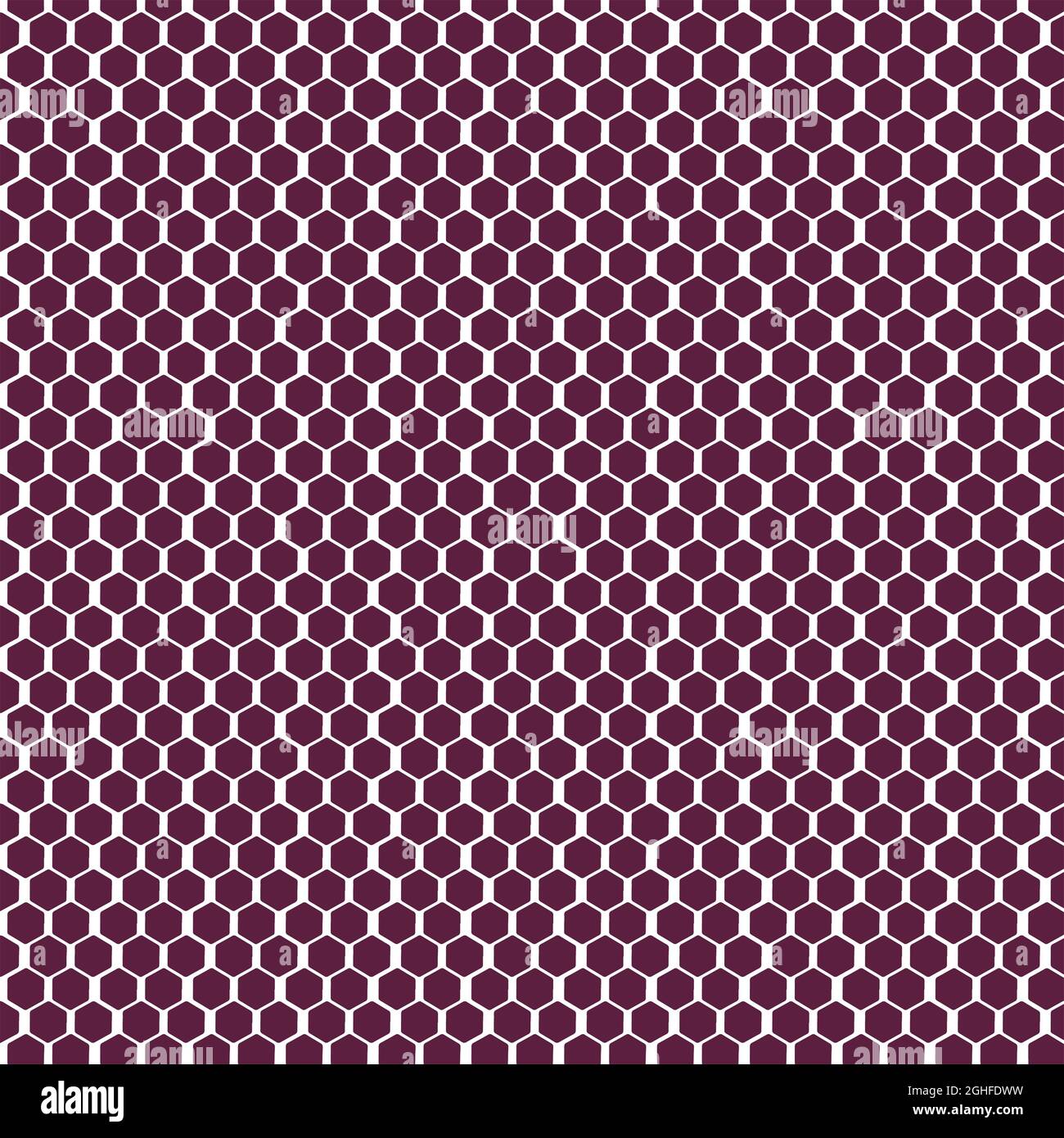Burgundy honeycomb pattern with off white in small hexagon shapes in 12x12 design element for backgrounds. Stock Photo