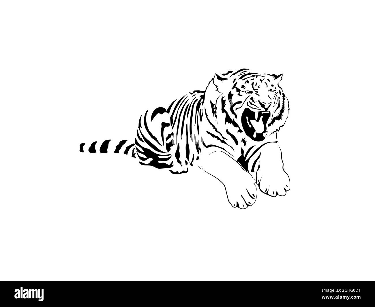 Tiger. Tattoo, stencil, logo. Black and white Stock Vector Image & Art -  Alamy