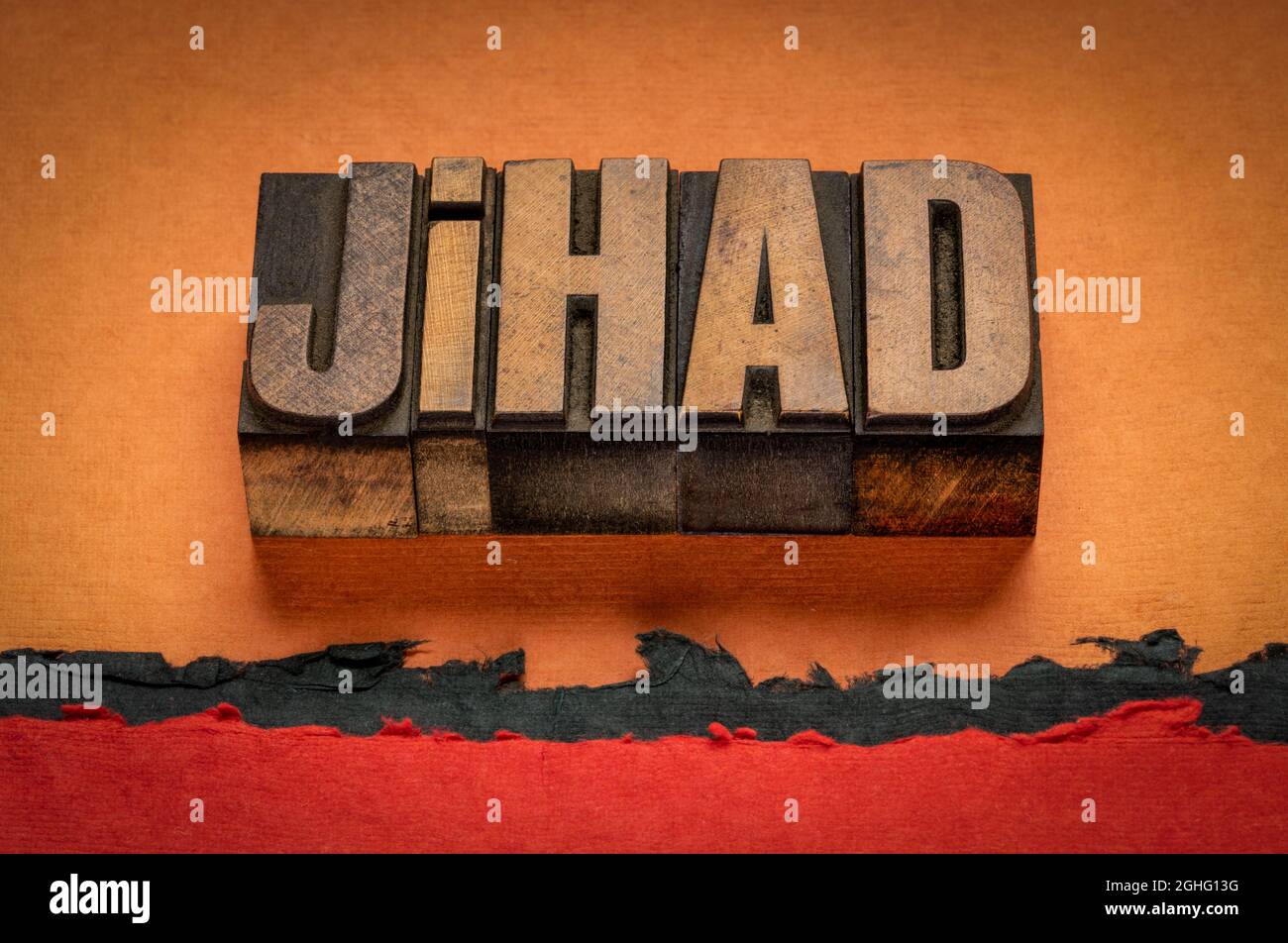 jihad, a struggle or fight against the enemies of Islam, word abstract