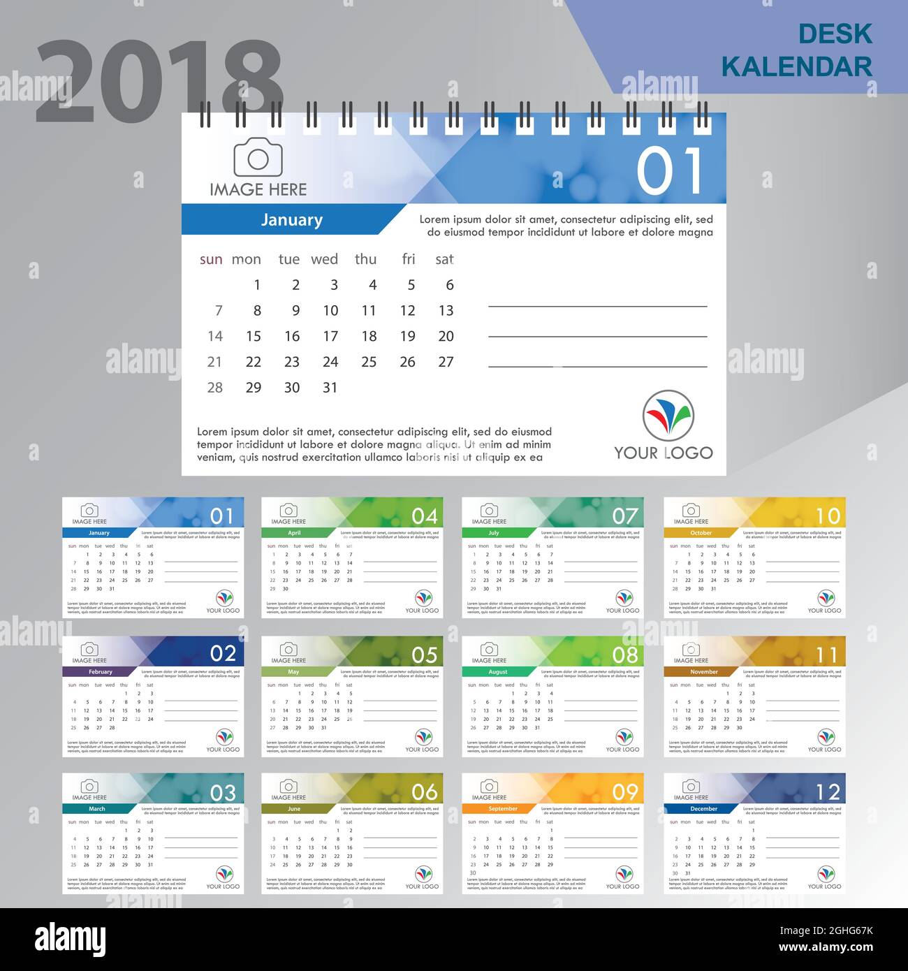 Desk Calendar 18 Simple Colorful Gradient Minimal Elegant Desk Calendar Template In White Background Stock Vector Image Art Alamy