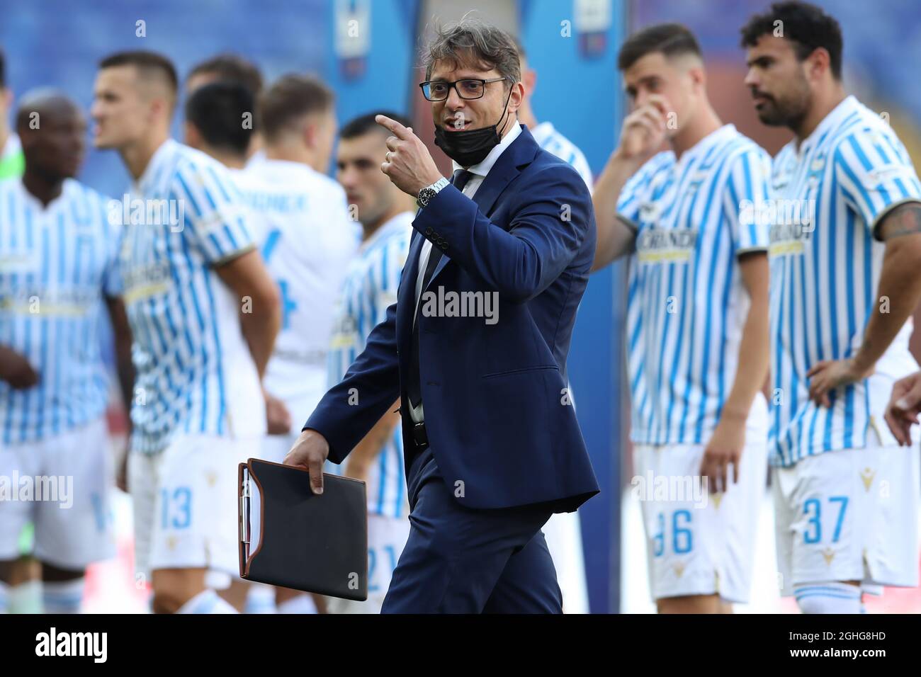 Ferrara, Italy. 18th May, 2017. Nicolas Giani (SPAL) Football/Soccer :  Nicolas Giani of SPAL celebrates their league title with the trophy after  the Italian Serie B match between SPAL 2-1 FC Bari