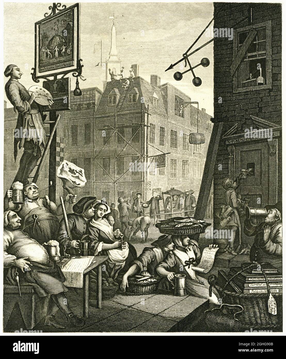 William Hogarth artwork - Beer Street - 1751 Stock Photo