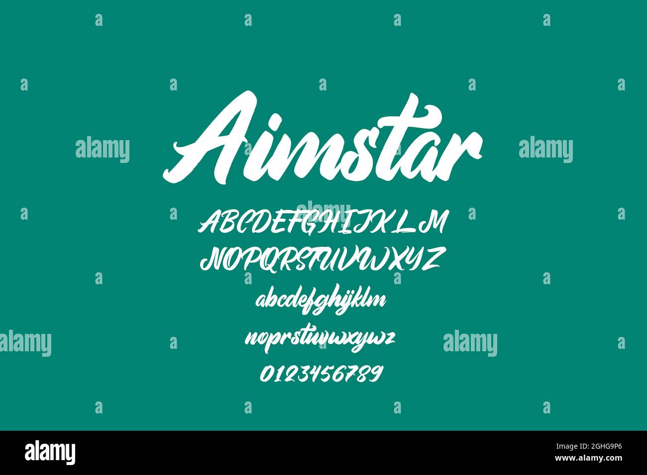 Vintage decorative font with label design and background pattern. Stock Vector