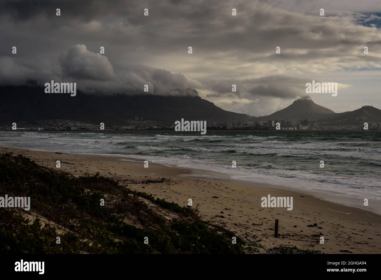 Cape Town seen from Sunset Beach as a cold front sweeps across South