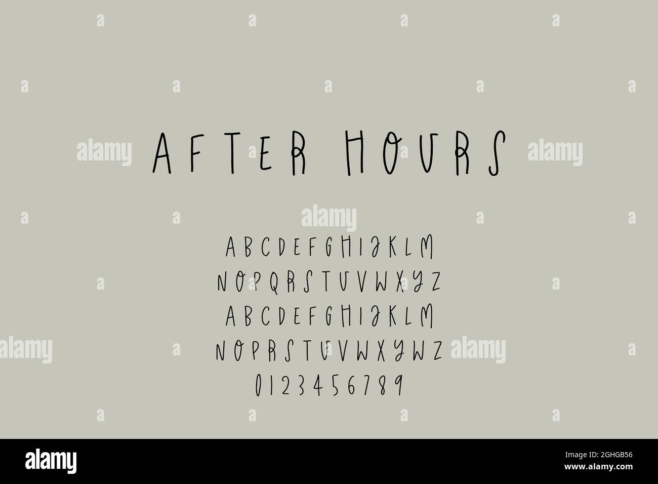 Vintage decorative font with label design and background pattern. Stock Vector