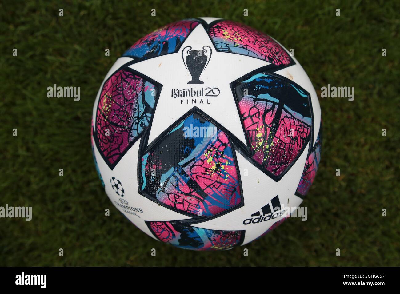 An official Adidas Champions League match ball pictured during the UEFA  Youth League match at Colovray Sports Centre, Nyon. Picture date: 16th  August 2020. Picture credit should read: Jonathan Moscrop/Sportimage via PA