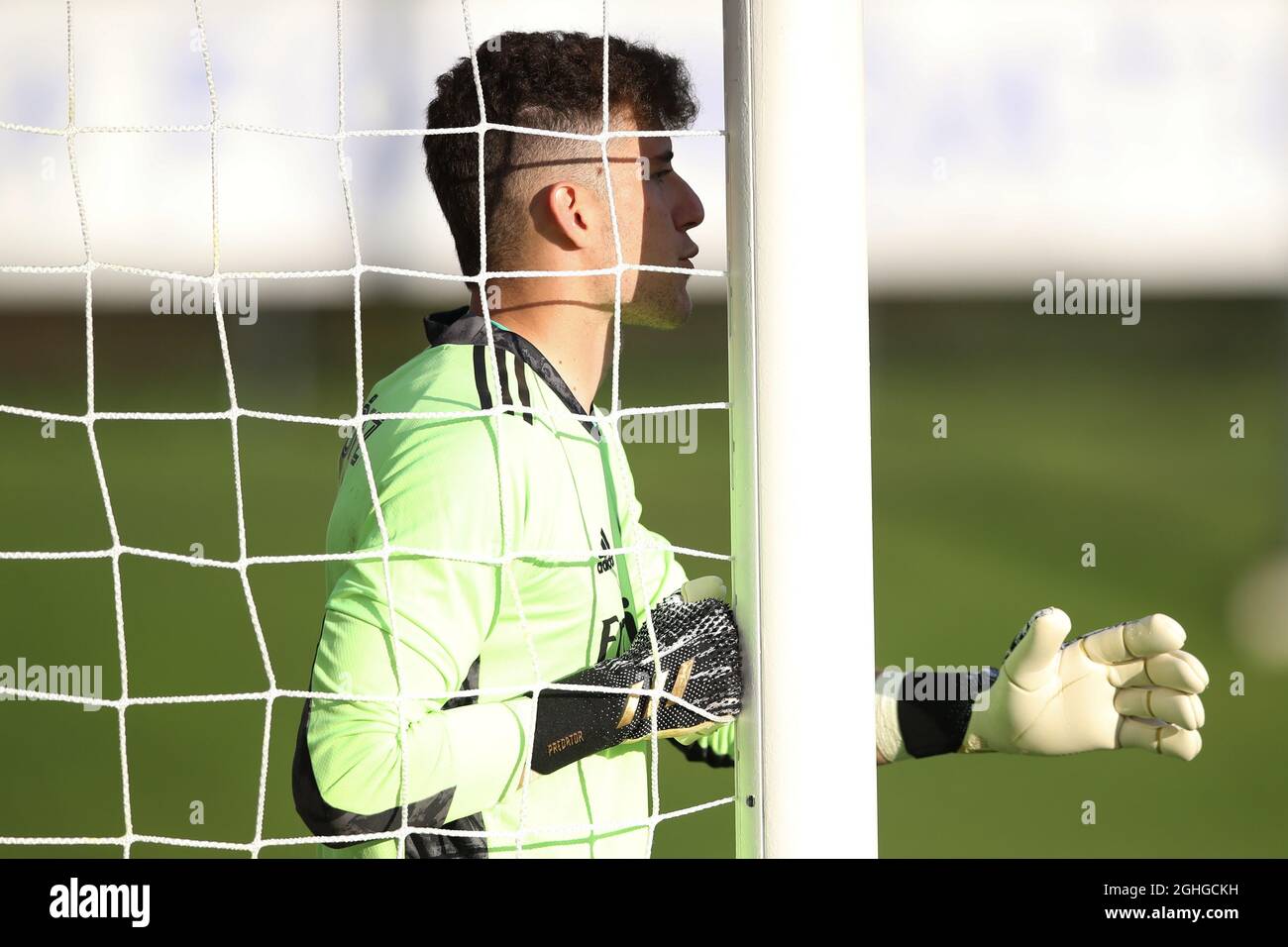 Luis Lopez of Real Madrid reacts during the UEFA Youth League match at Colovray Sports Centre, Nyon. Picture date: 19th August 2020. Picture credit should read: Jonathan Moscrop/Sportimage via PA Images Stock Photo