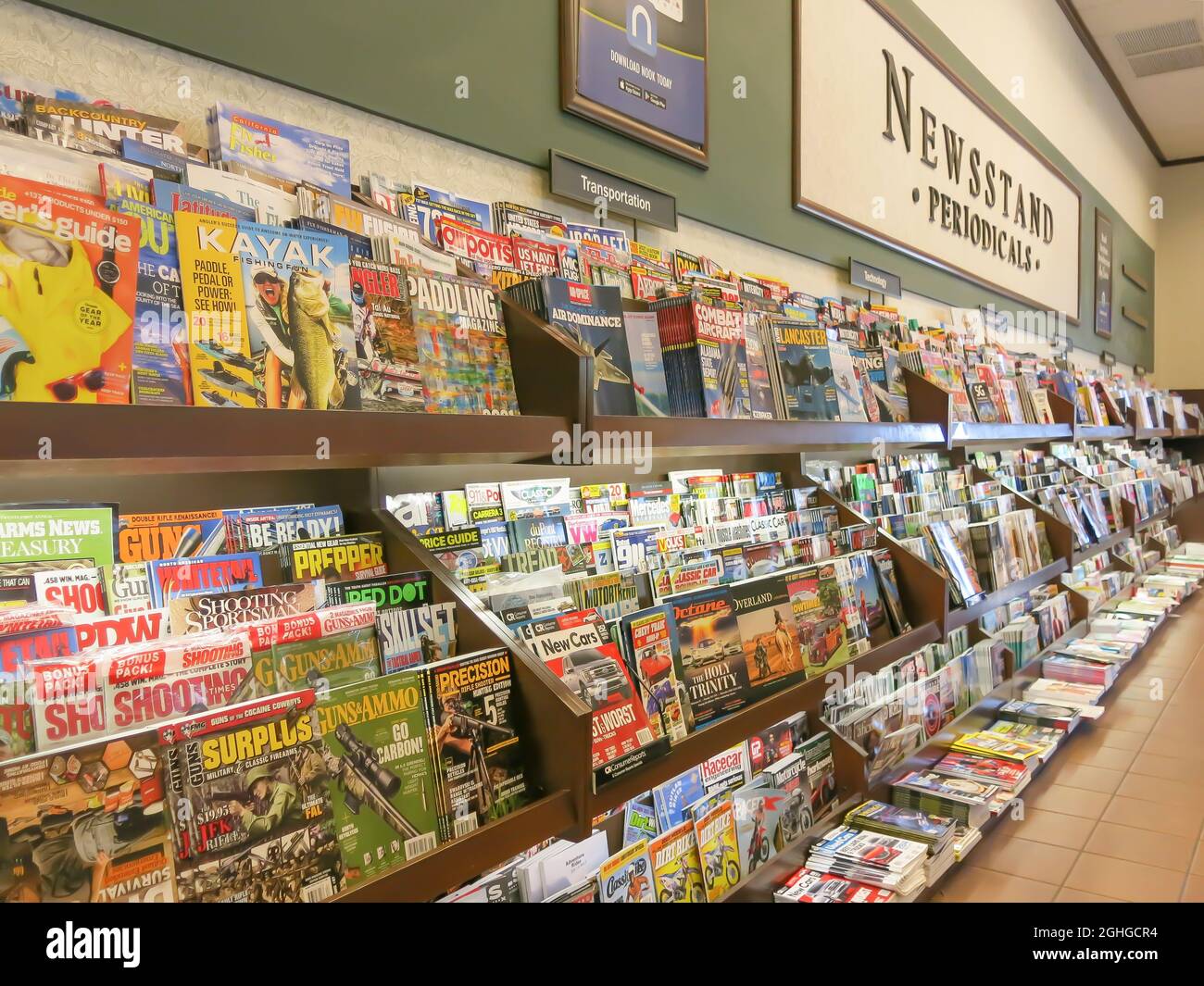 Magazine Section in Bookstore Stock Photo