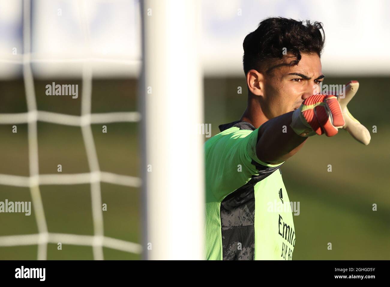Luis Lopez of Real Madrid reacts during the UEFA Youth League match at Colovray Sports Centre, Nyon. Picture date: 22nd August 2020. Picture credit should read: Jonathan Moscrop/Sportimage via PA Images Stock Photo