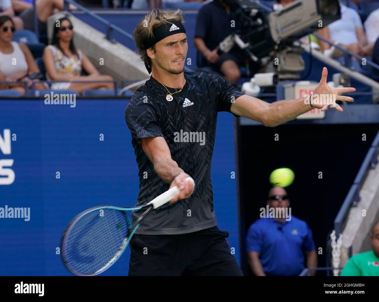 September 6, 2021 Jannik Sinner (ITA) loses to Alexander Zverev (GER), 6-4, 6-4, 7-6 at the US Open being played at Billy Jean King Ntional Tennis Center in Flushing, Queens, New York, 