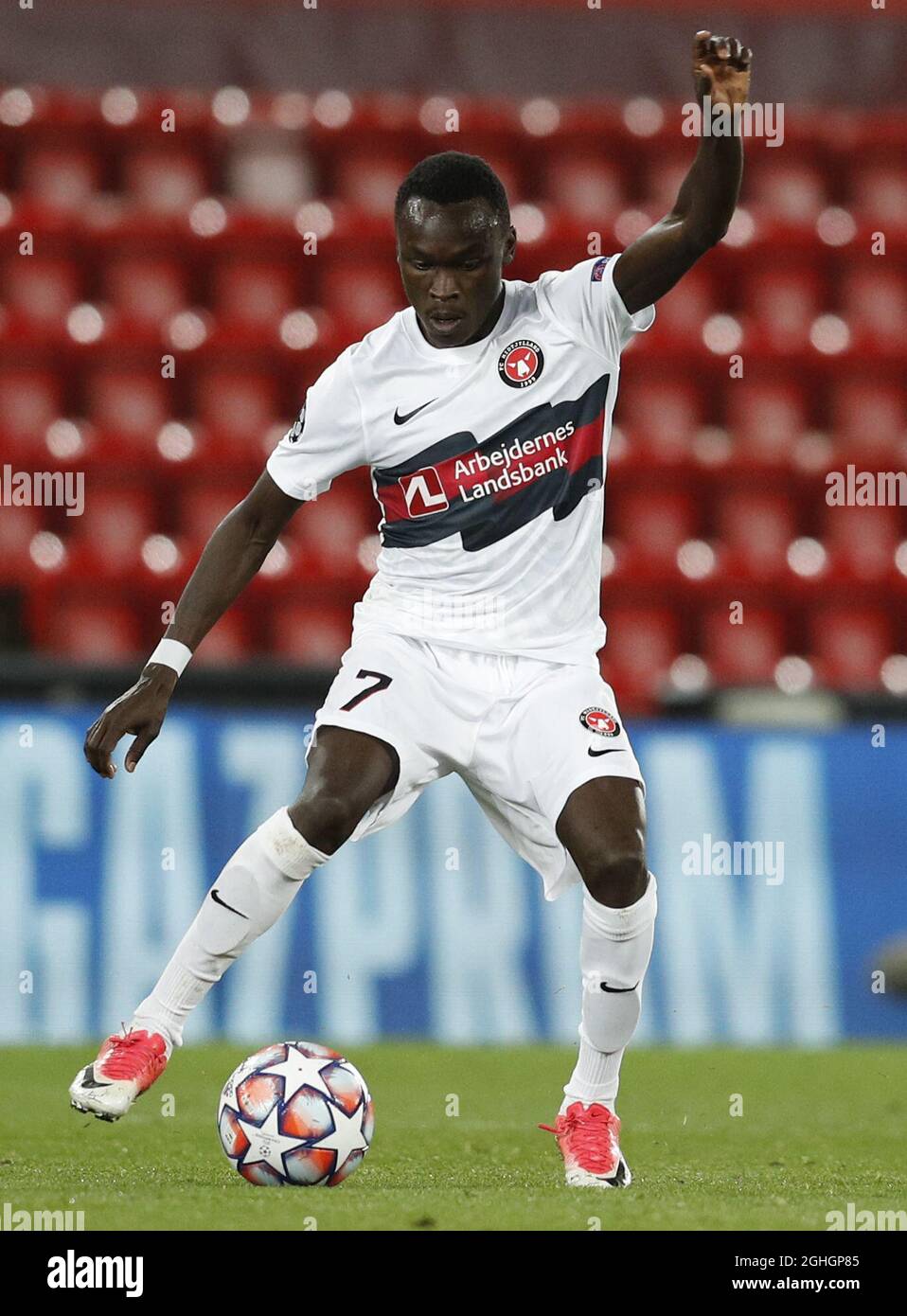 Pione Sisto of FC Midtjylland during the UEFA Champions League match at Anfield, Liverpool. Picture date: 27th October 2020. Picture credit should read: Darren Staples/Sportimage via PA Images Stock Photo