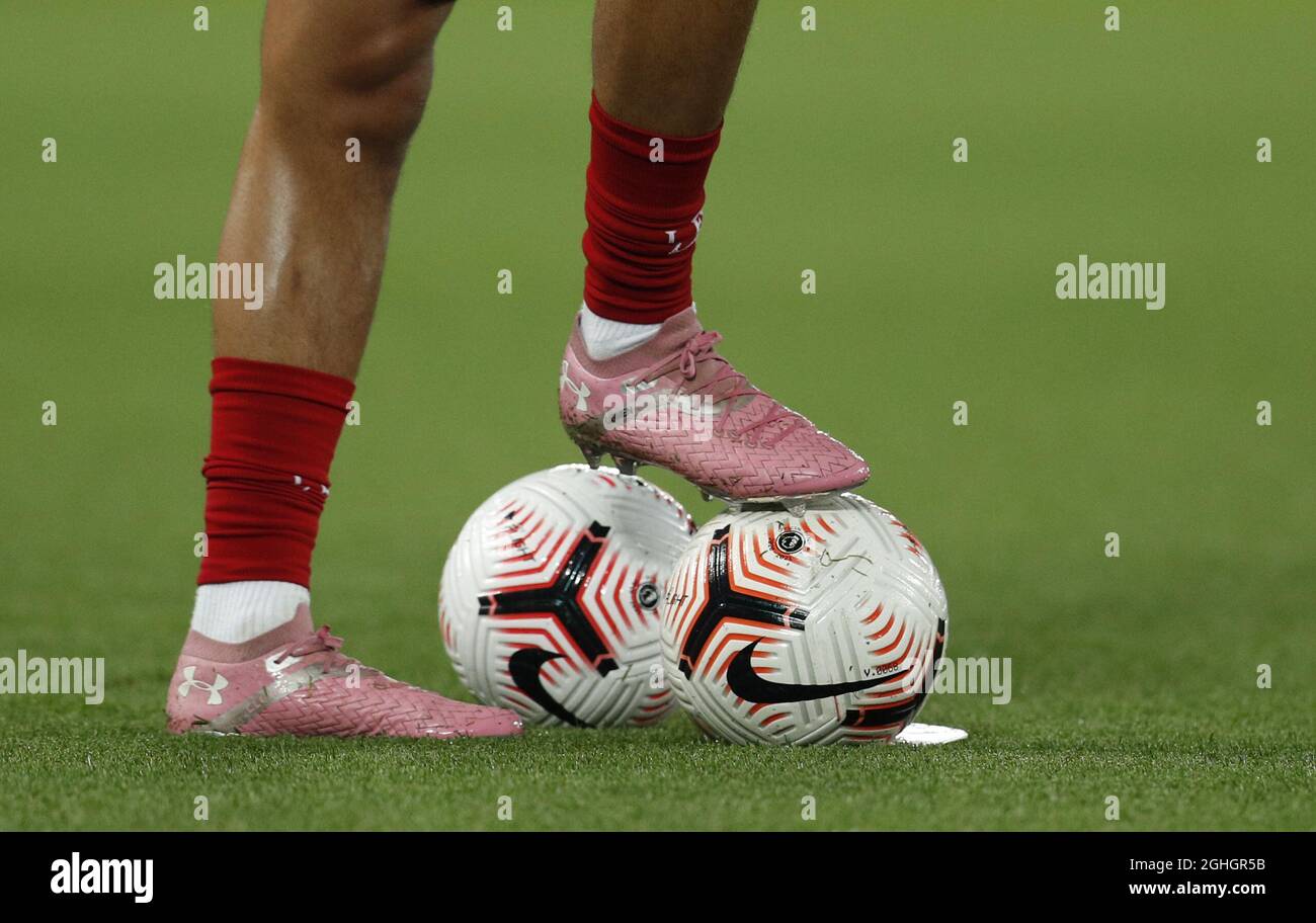 The boots of Trent Alexander-Arnold of Liverpool during the Premier League  match at Anfield, Liverpool. Picture date: 31st October 2020. Picture  credit should read: Darren Staples/Sportimage via PA Images Stock Photo -