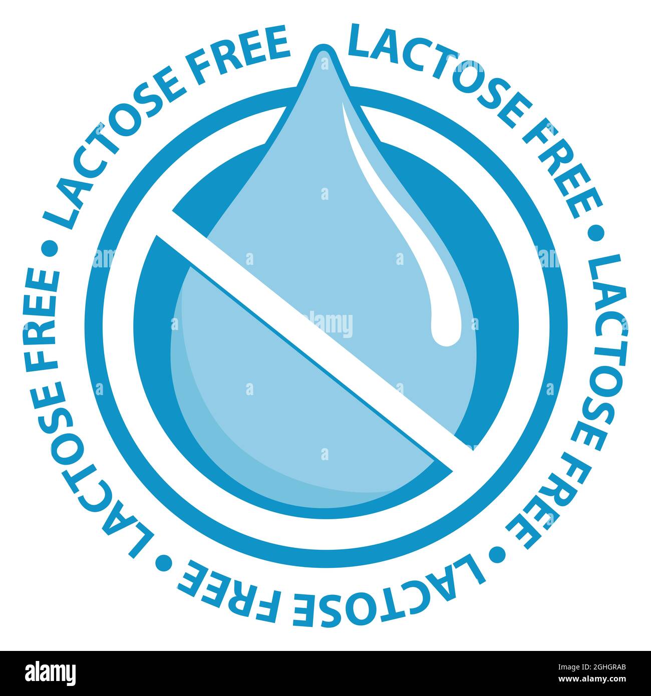 Illustration sign of lactose intolerance label for dairy products. Stock Photo