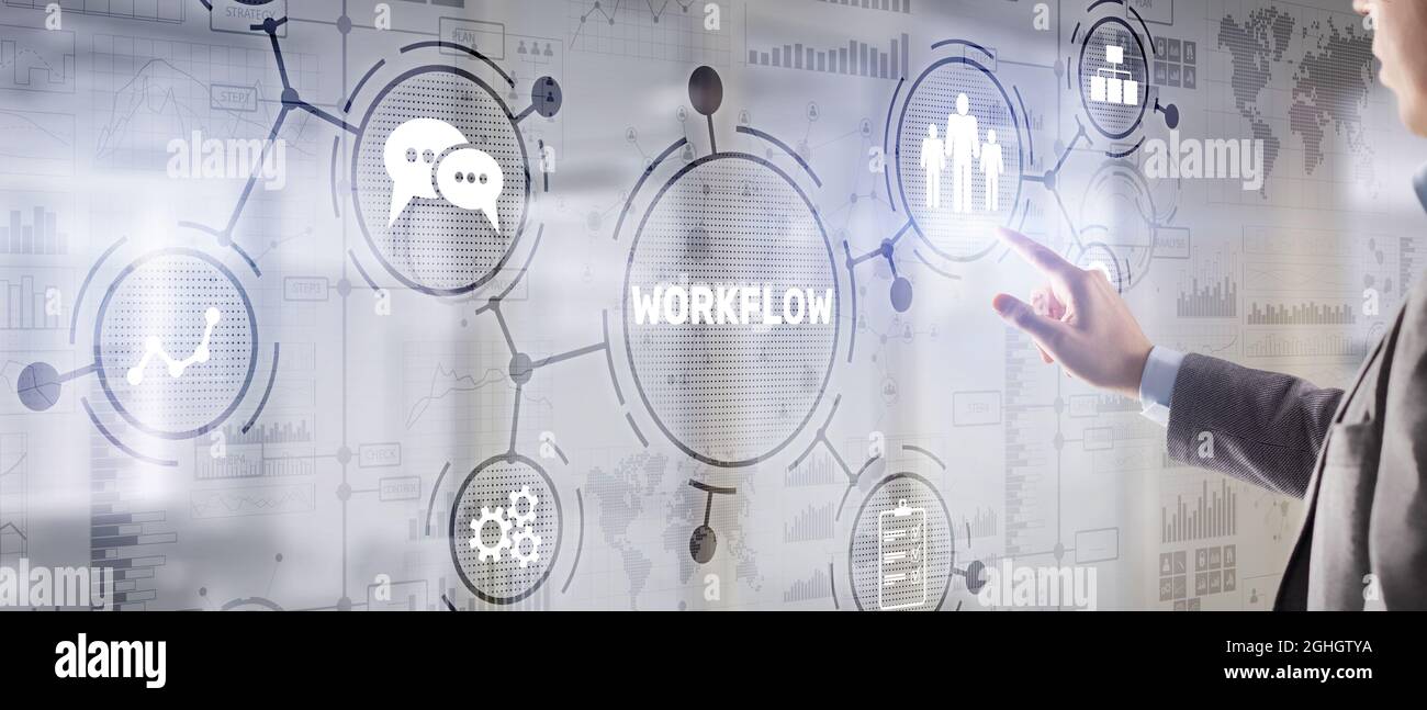 Workflow Repeatability Systematization Buisness Process. Business Technology Internet. Stock Photo