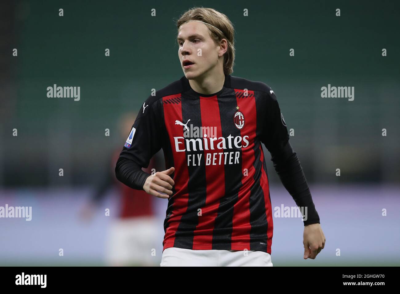 Jens Petter Hauge of AC Milan during the Serie A match at Giuseppe Meazza,  Milan. Picture date: 8th November 2020. Picture credit should read:  Jonathan Moscrop/Sportimage via PA Images Stock Photo -