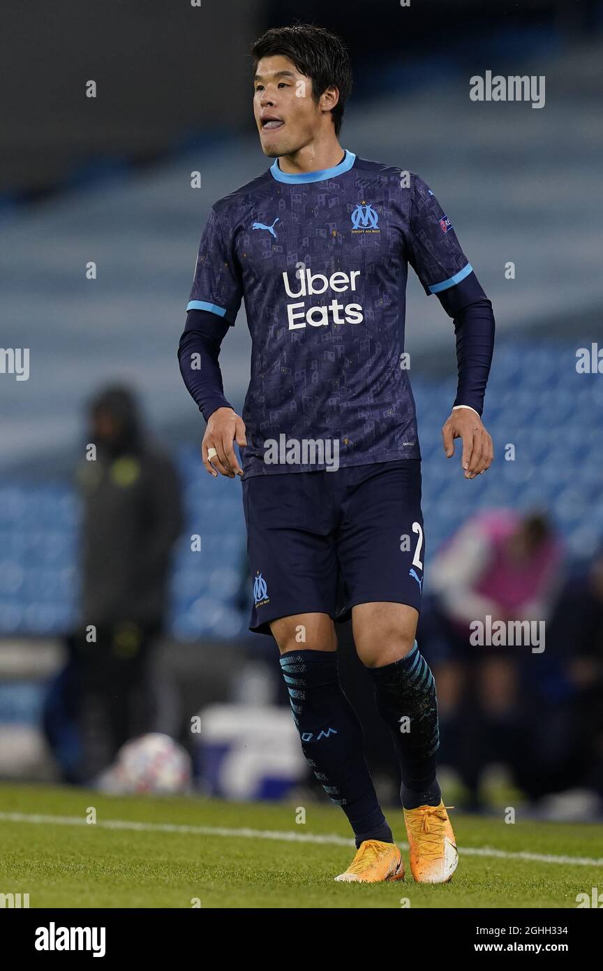 Hiroki Sakai of Marseille during the UEFA Champions League match at the Etihad Stadium, Manchester. Picture date: 9th December 2020. Picture credit should read: Andrew Yates/Sportimage via PA Images Stock Photo