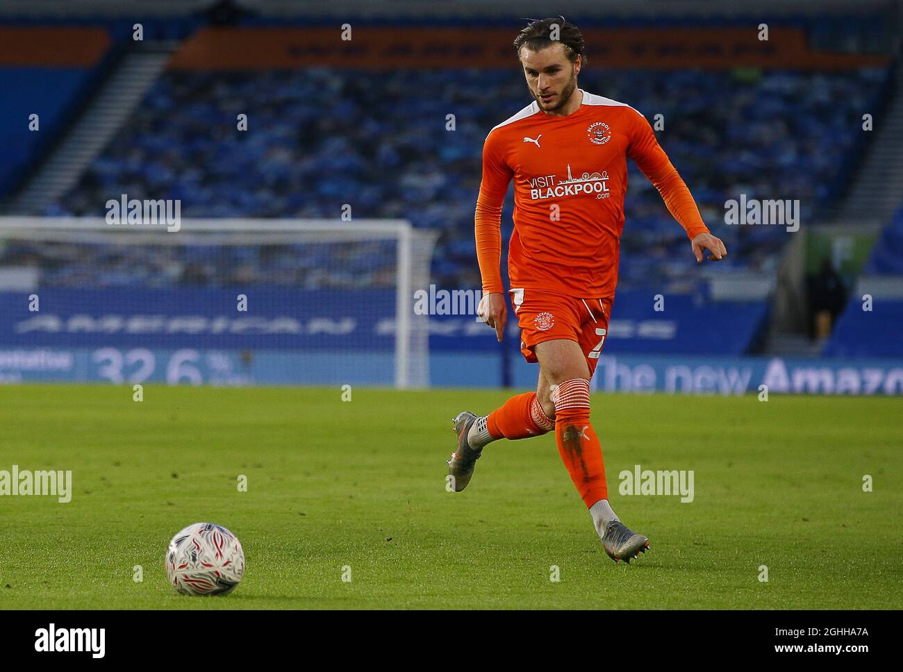 Luke Garbutt of Blackpool during the FA Cup match at the AMEX Stadium, Brighton and Hove. Picture date: 23rd January 2021. Picture credit should read: Paul Terry/Sportimage via PA Images Stock Photo