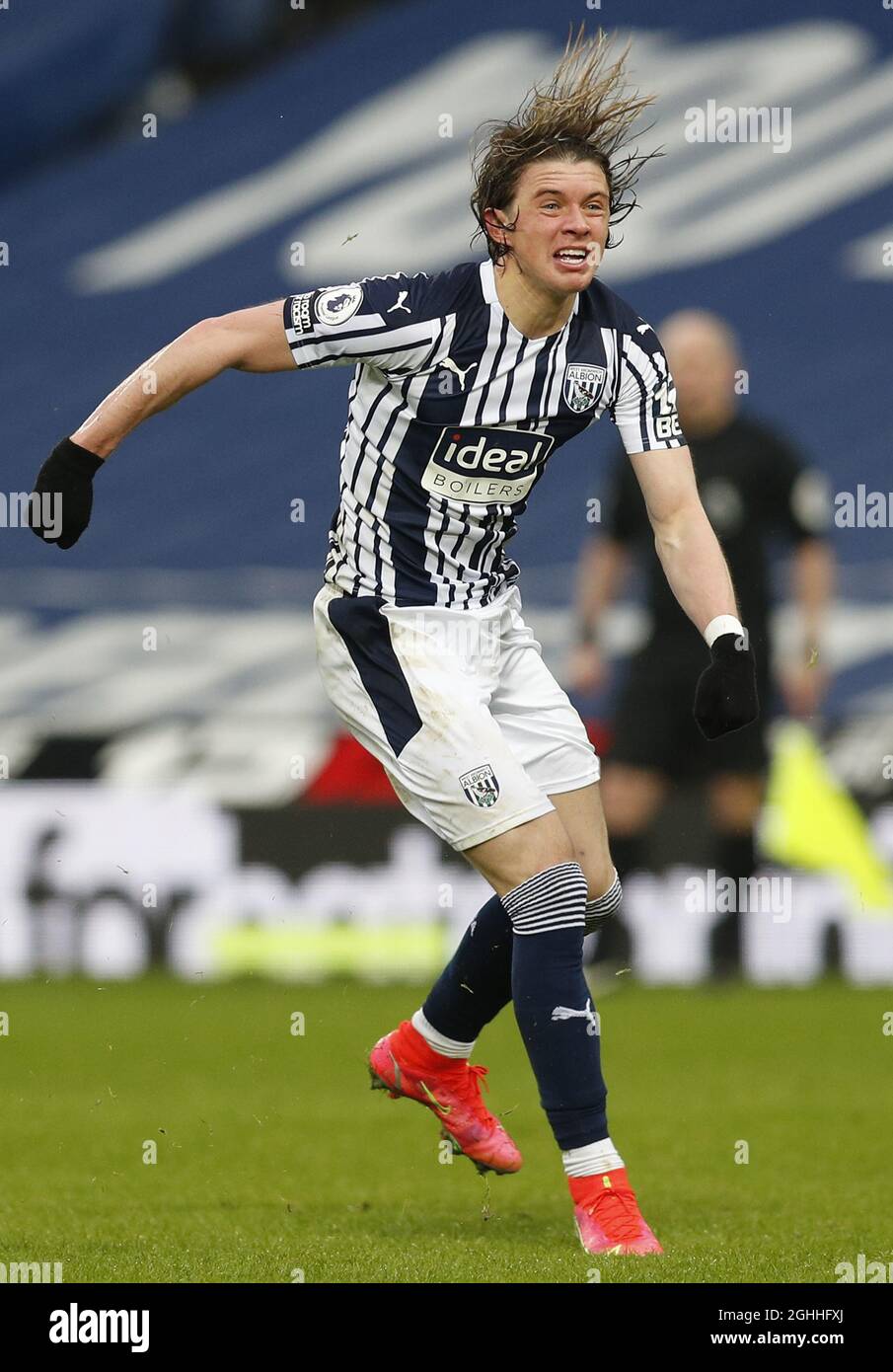 Conor Gallagher of West Bromwich Albion during the Premier League match at The Hawthorns, West Bromwich. Picture date: 14th February 2021. Picture credit should read: Darren Staples/Sportimage via PA Images Stock Photo