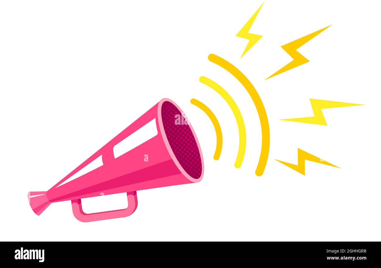 Vector vintage poster with retro pink megaphone. Retro pink megaphone