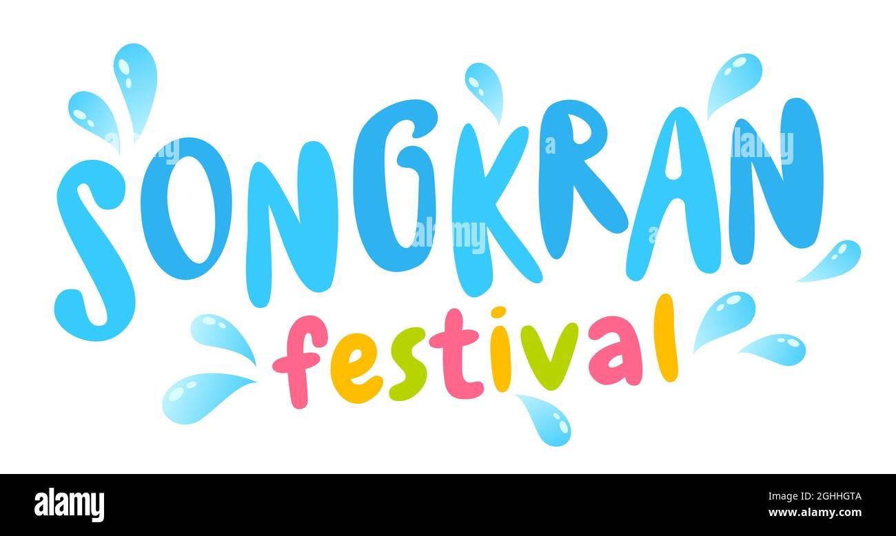Vector logo for Songkran festival in Thailand. Emblem for Thai water festival. Stock Vector