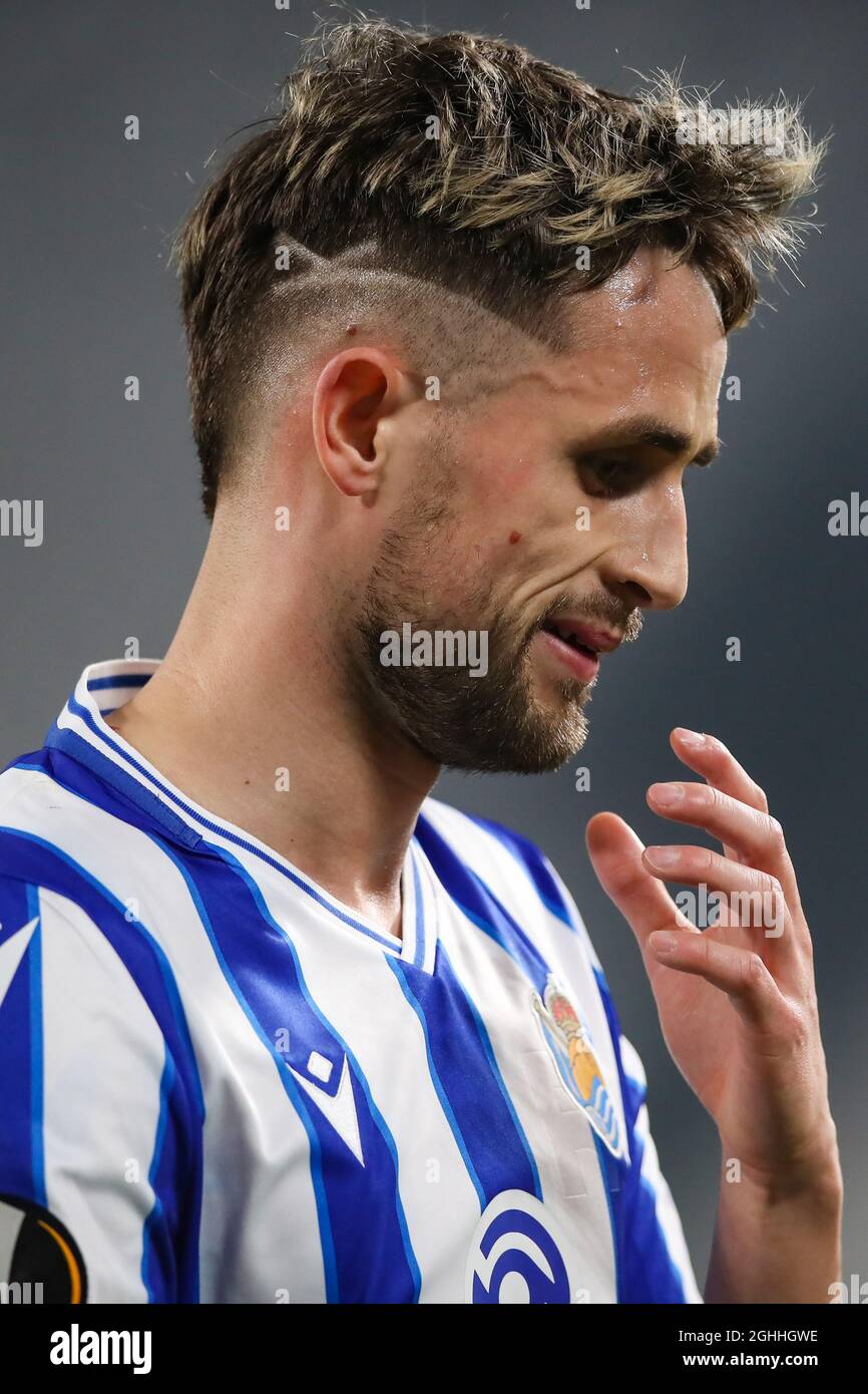 Adnan Januzaj of Real Sociedad reacts during the UEFA Europa League match at Juventus Stadium, Turin. Picture date: 18th February 2021. Picture credit should read: Jonathan Moscrop/Sportimage via PA Images Stock Photo