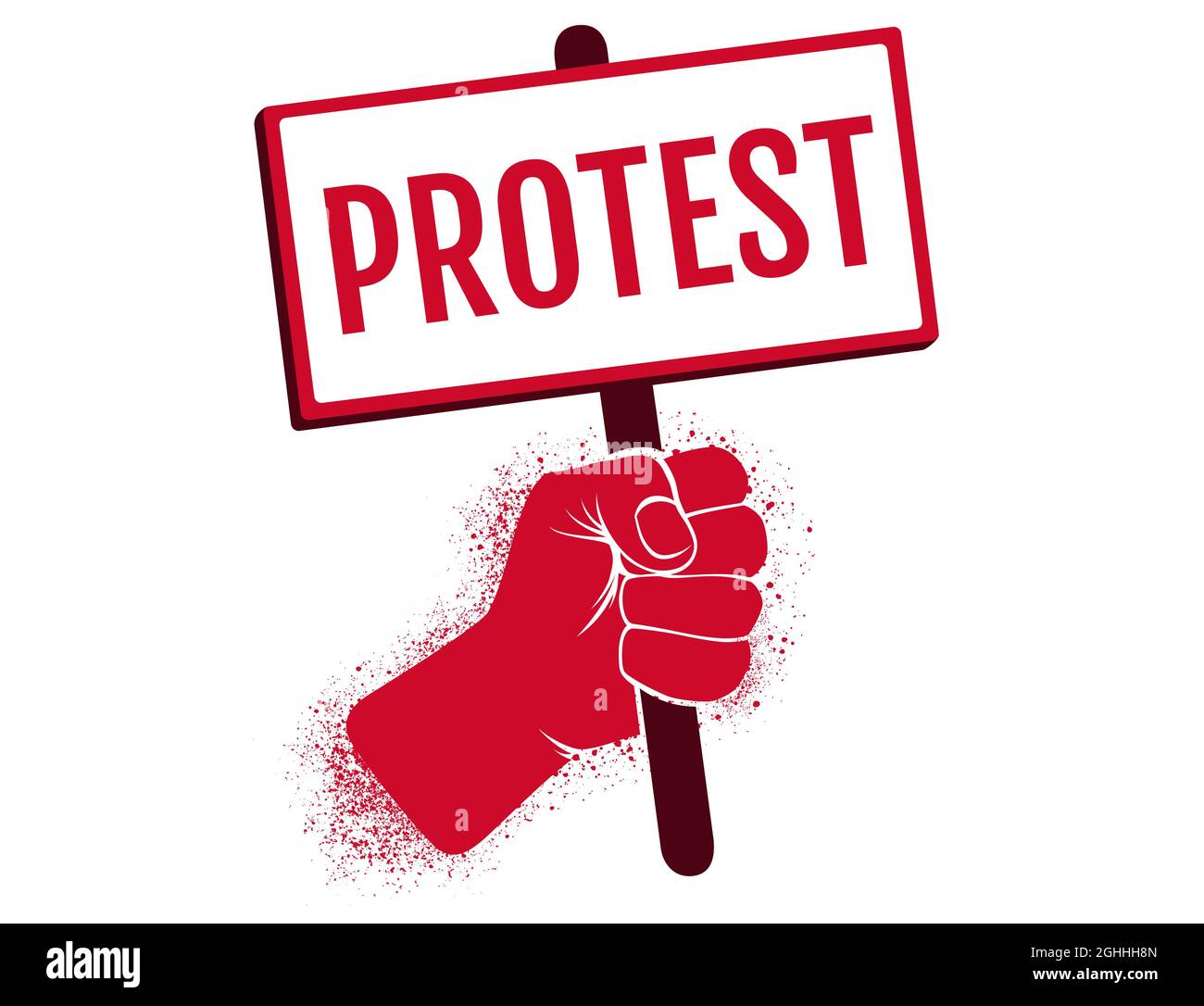 Vector illustration of a hand with poster. Vector icon of hand holding a poster. Protest. Stock Vector