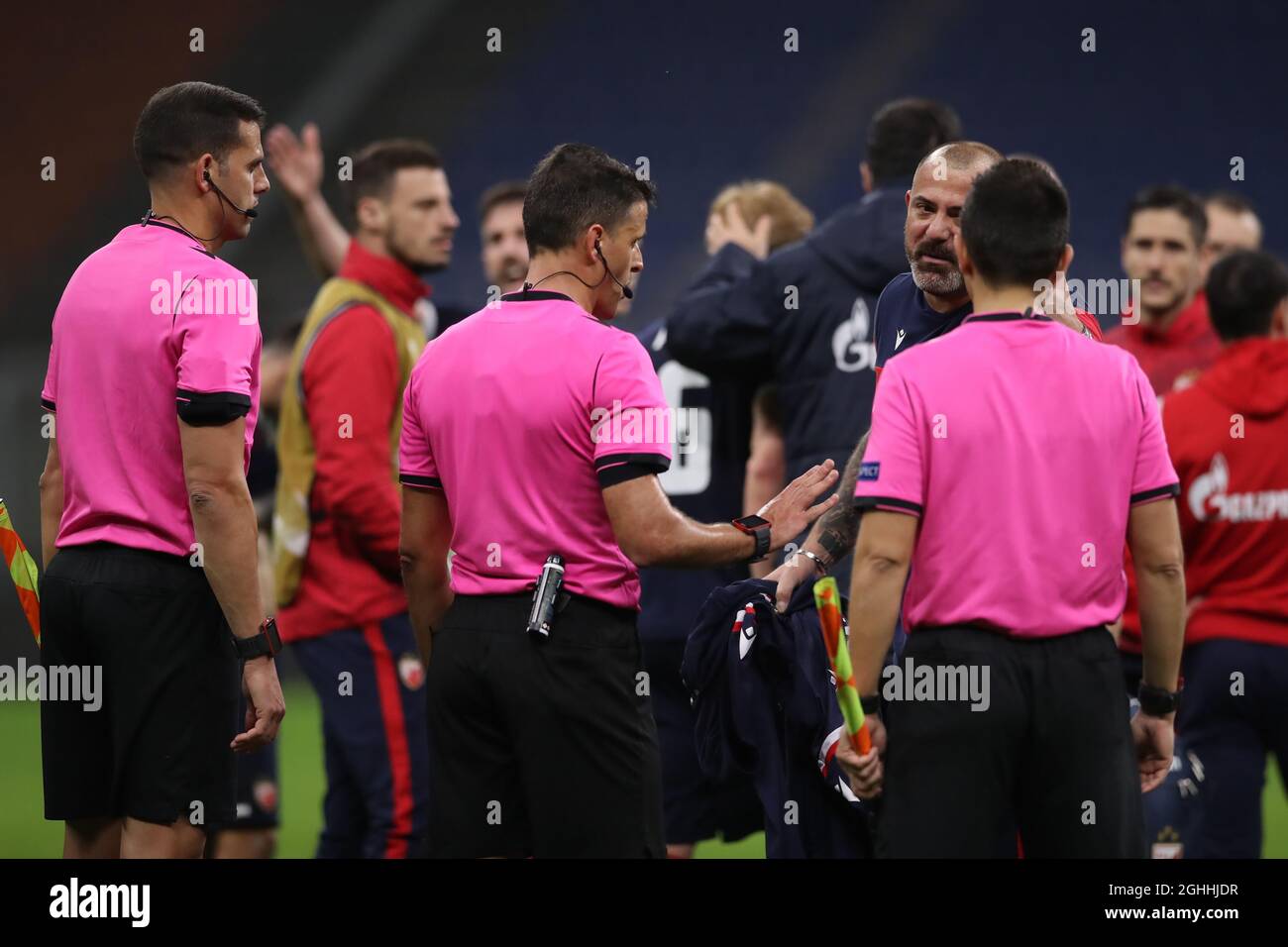 Dejan Stankovic Head coach of FK Crvena zvezda reacts following the final  whistle of the UEFA Europa League match at Giuseppe Meazza, Milan. Picture  date: 25th February 2021. Picture credit should read