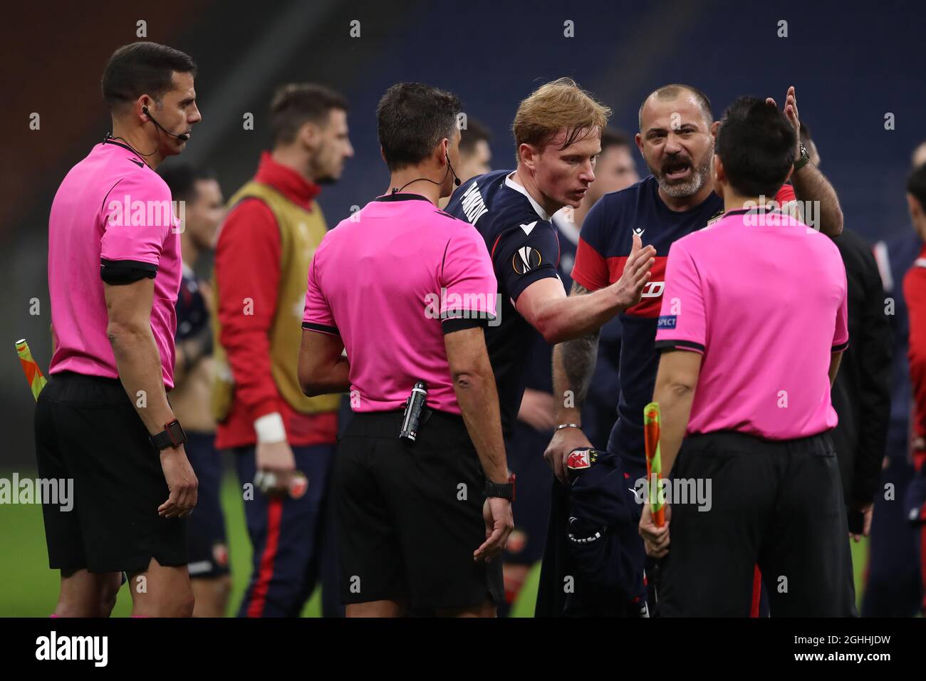 Dejan Stankovic Head coach of FK Crvena zvezda reacts during the UEFA  Champions League match at Giuseppe Meazza, Milan. Picture date: 25th  February 2021. Picture credit should read: Jonathan Moscrop/Sportimage via  PA