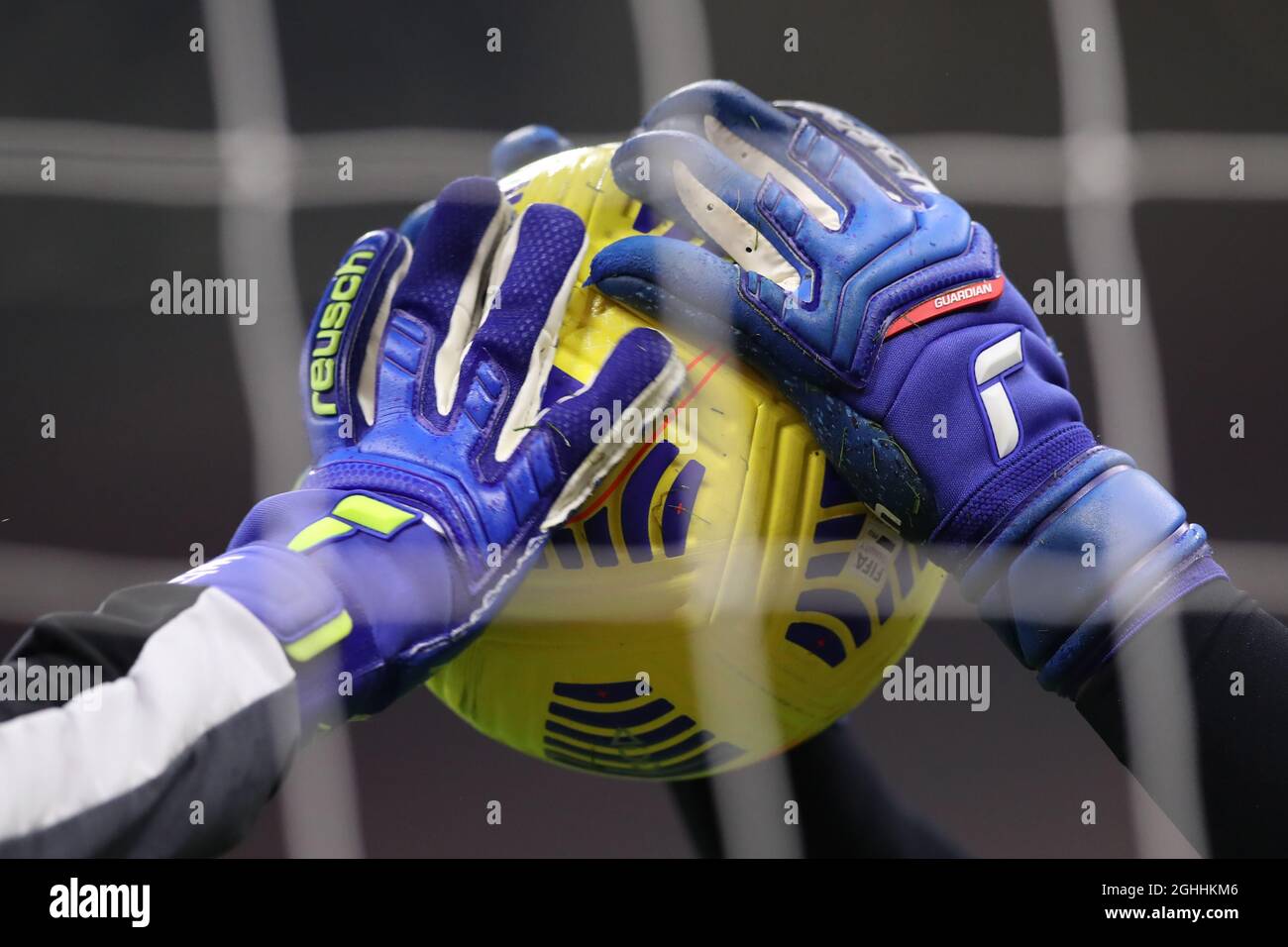 Udinese Calcio goalkeepers weariness Reusch gloves go through their warm up drill prior to the Serie A match at Giuseppe Meazza, Milan. Picture date: 3rd March 2021. Picture credit should read: Jonathan Moscrop/Sportimage via PA Images Stock Photo
