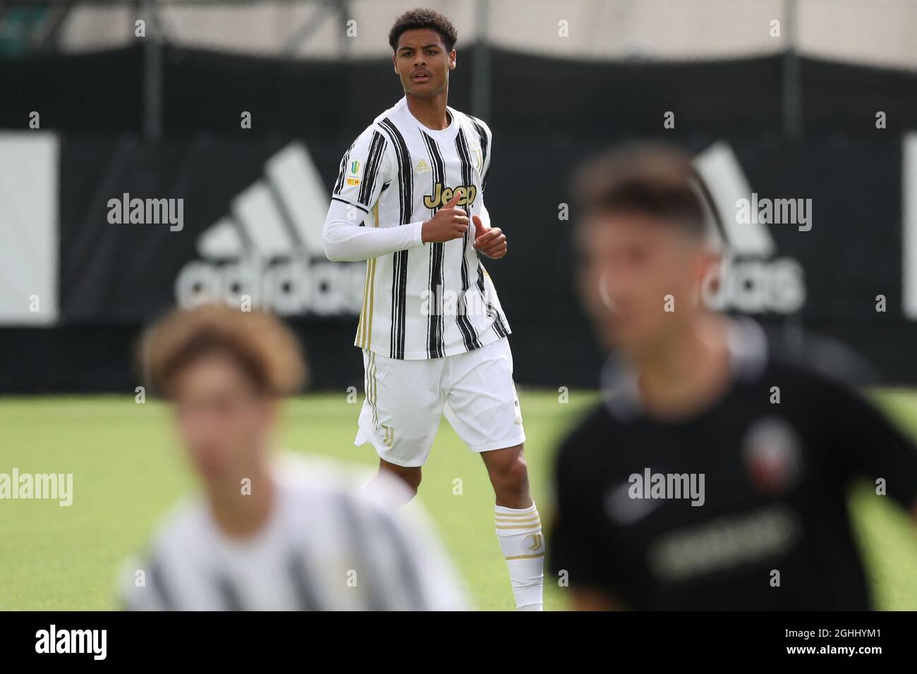 Vinovo, Italy, 17th April 2021. Koni De Winter of Juventus looks on during the Primavera 1 match at the Juventus Center, Vinovo. Picture credit should read: Jonathan Moscrop / Sportimage via PA Images Stock Photo