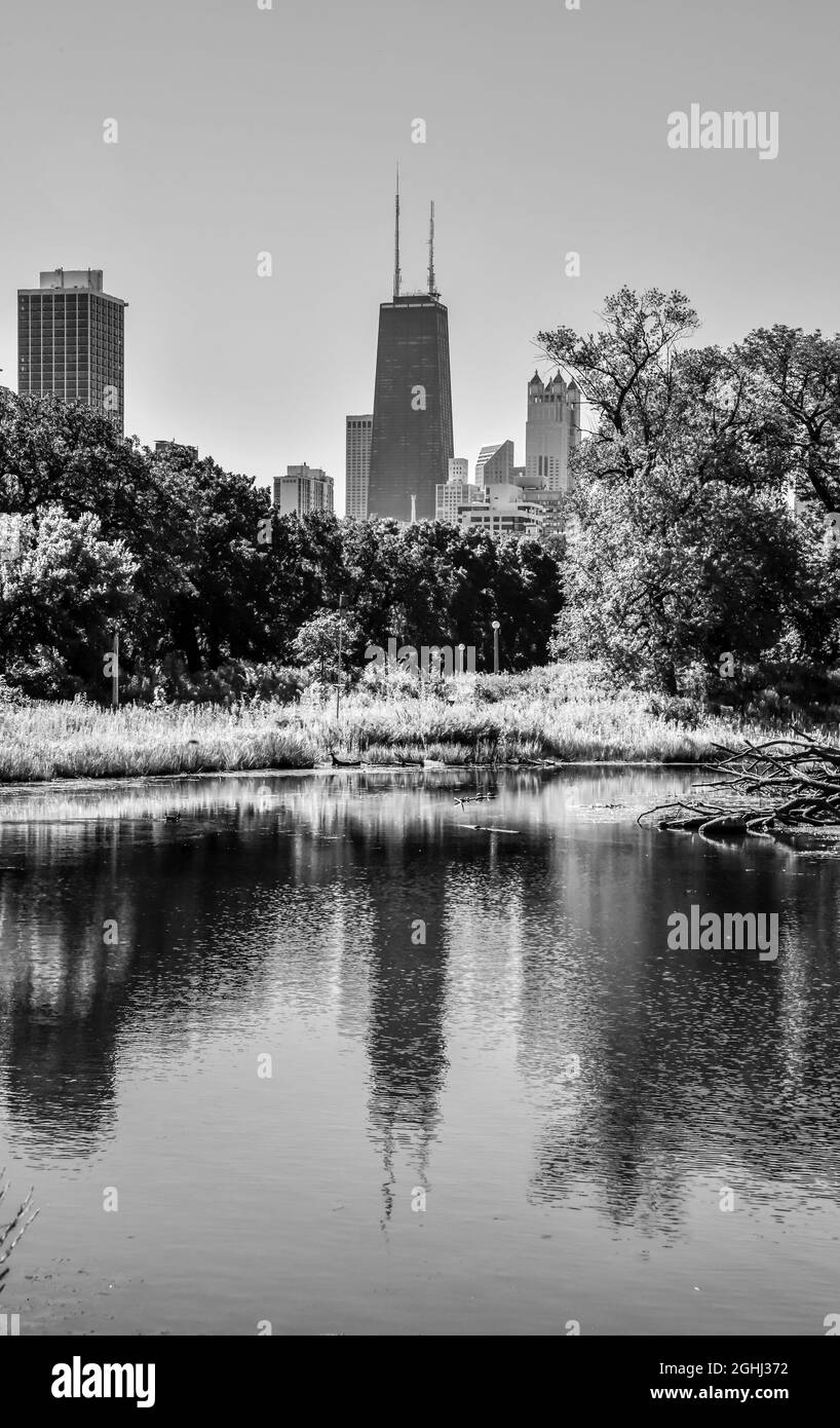 Big city Chicago city skyline along the water Stock Photo
