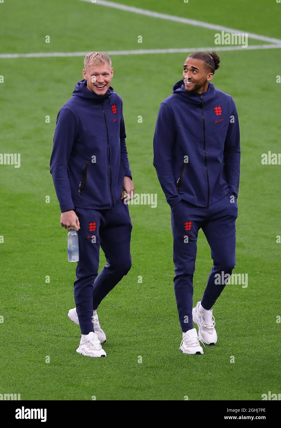 London, England, 18th June 2021.  Aaron Ramsdale and Dominic Calvert-Lewin of England on a pitch walk before the UEFA European Championships match at Wembley Stadium, London. Picture credit should read: David Klein / Sportimage via PA Images Stock Photo