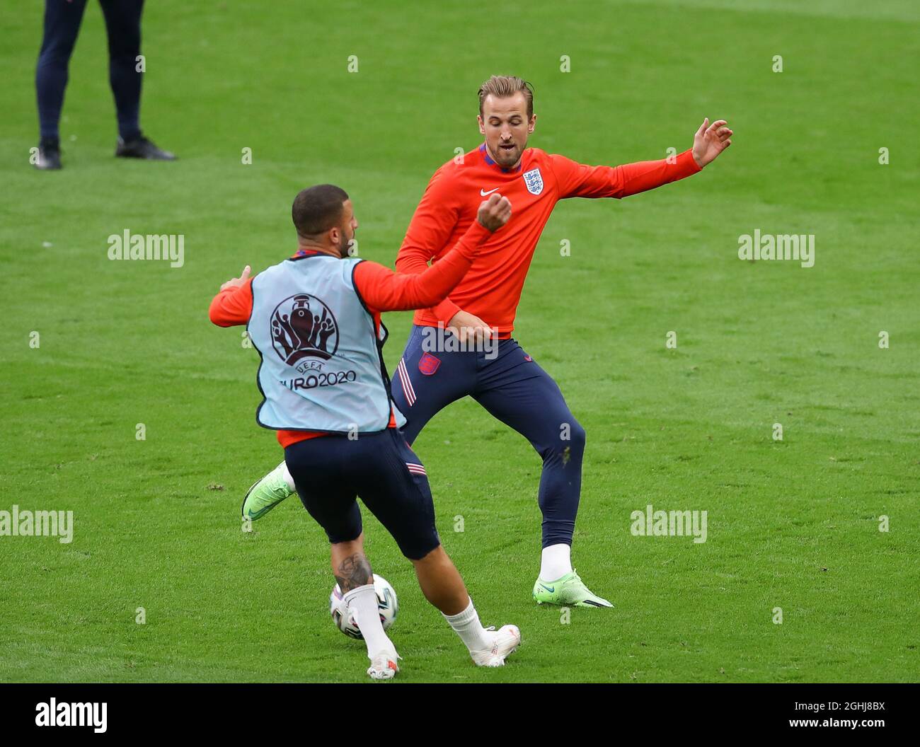 London, England, 22nd June 2021. Harry Kane of England warms up during the UEFA European Championships match at Wembley Stadium, London. Picture credit should read: David Klein / Sportimage via PA Images Stock Photo