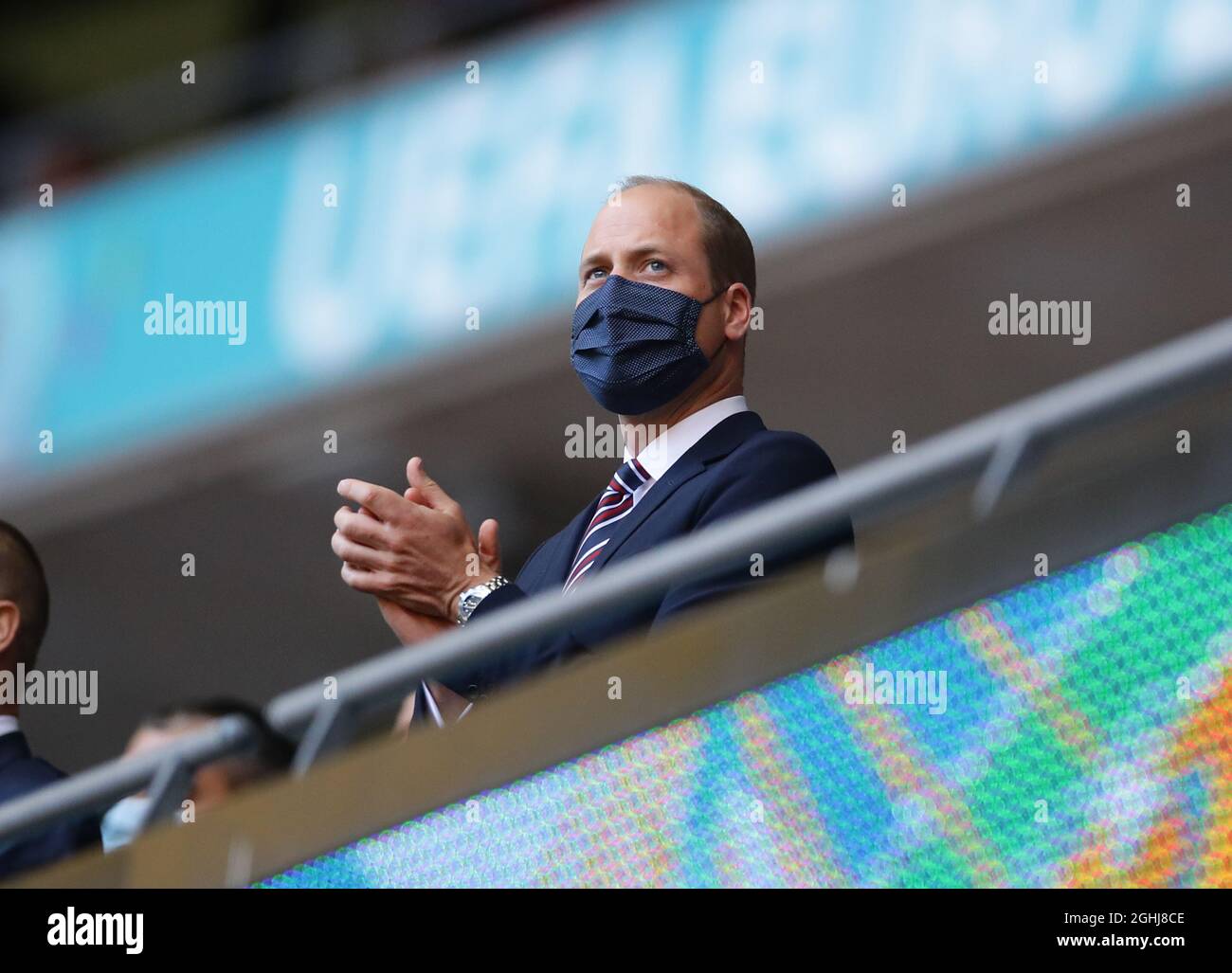 London, England, 22nd June 2021. Prince William, Duke of Cambridge takes his seat during the UEFA European Championships match at Wembley Stadium, London. Picture credit should read: David Klein / Sportimage via PA Images Stock Photo