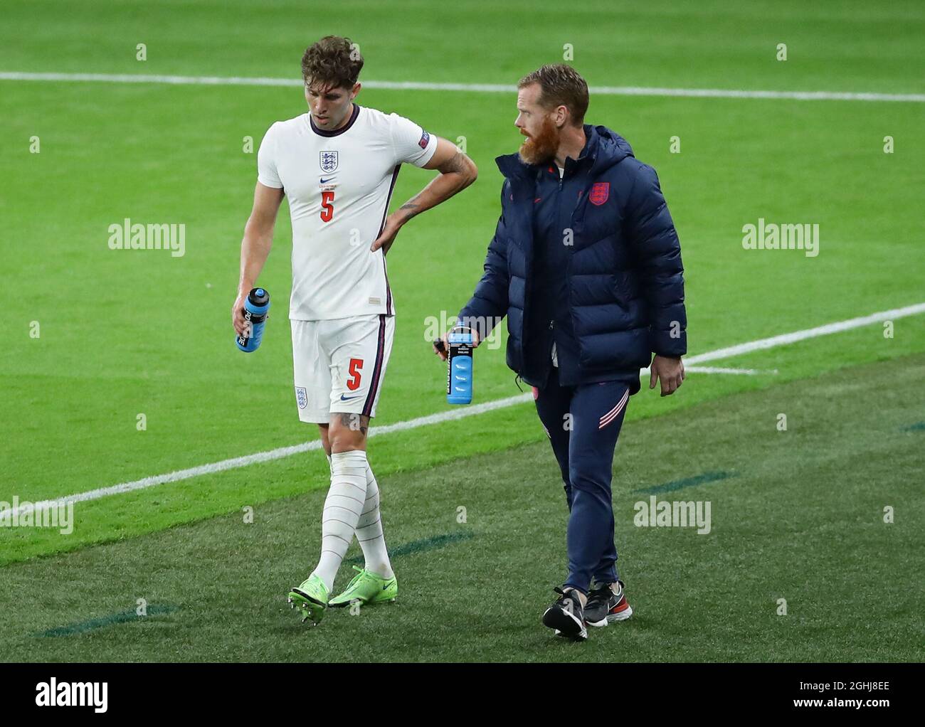 London, England, 22nd June 2021. John Stones of England leaves the game during the UEFA European Championships match at Wembley Stadium, London. Picture credit should read: David Klein / Sportimage via PA Images Stock Photo