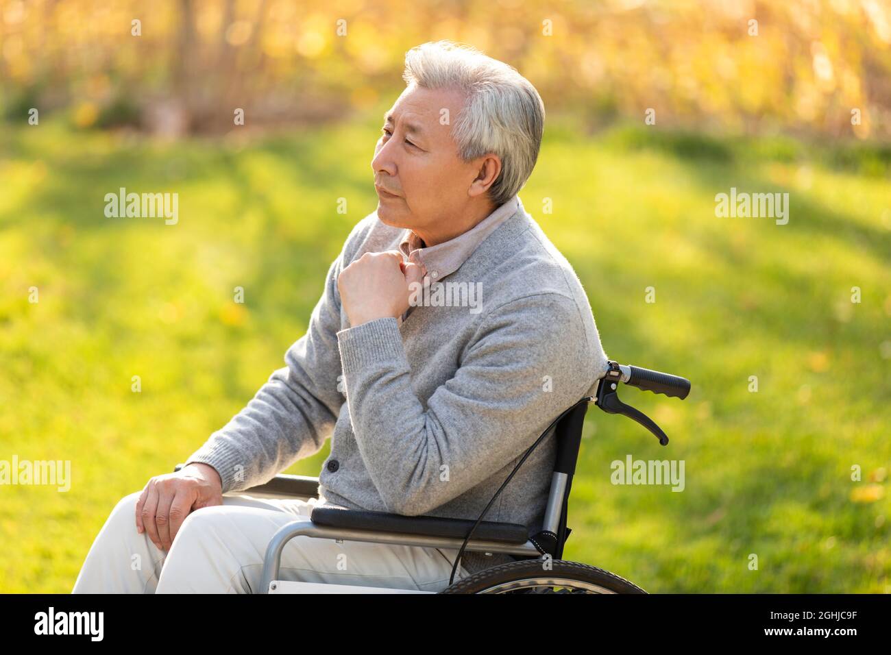 Wheelchair senior man thinking hi-res stock photography and images - Alamy