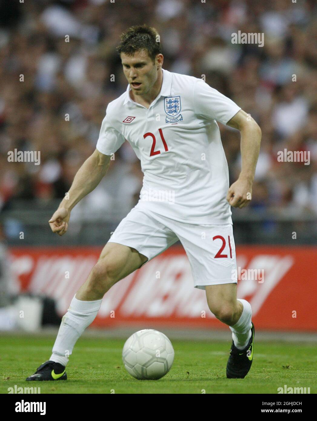 England's James Milner in action during the International Friendly Match between England v Slovenia in London. Stock Photo