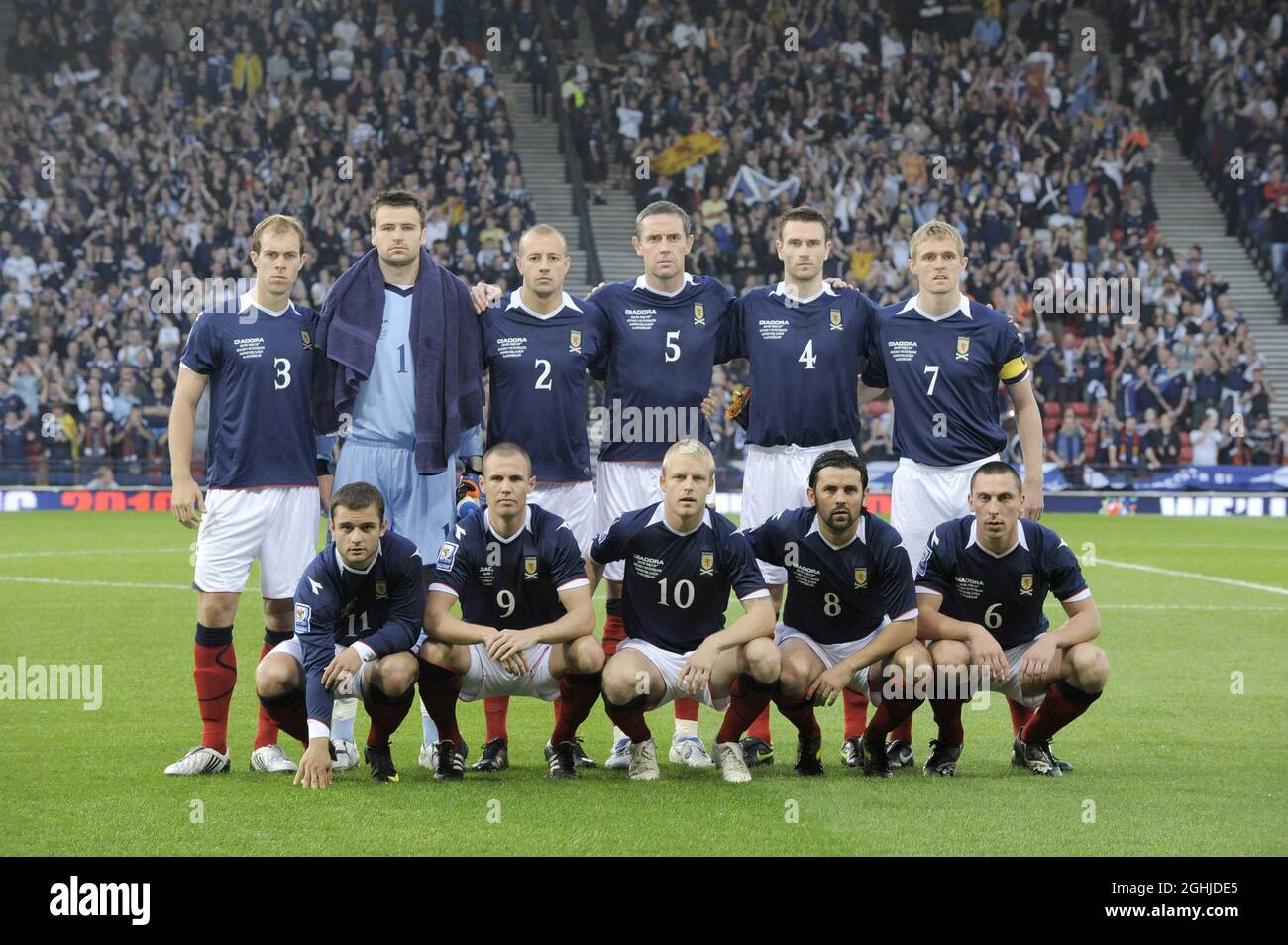 Scotland's national football team during the World Cup European Qualifier match at Hampden Park, Glasgow. Stock Photo