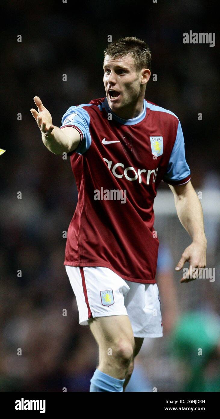James Milner of Aston Villa during the Barclays Premier League match between Aston Villa v Manchester City at Villa Park in Birmingham. Stock Photo
