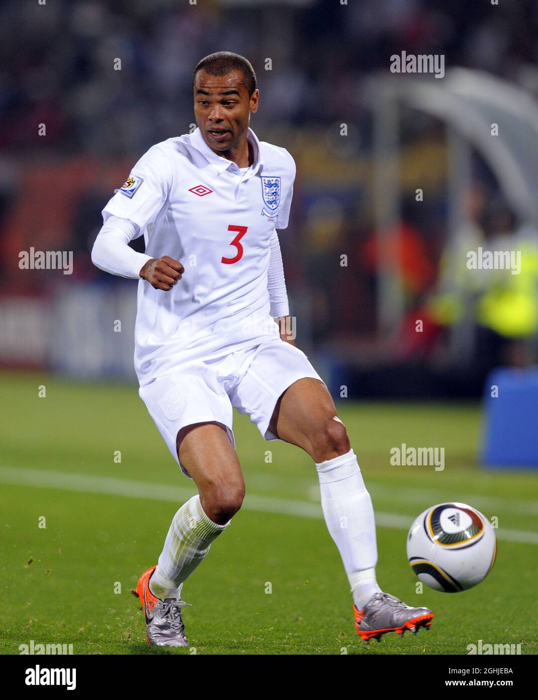 Ashley Cole of England during the FIFA World Cup 2010, Group C match between England v USA at Royal Bafokeng Stadium, Rustenburg, South Africa. Stock Photo