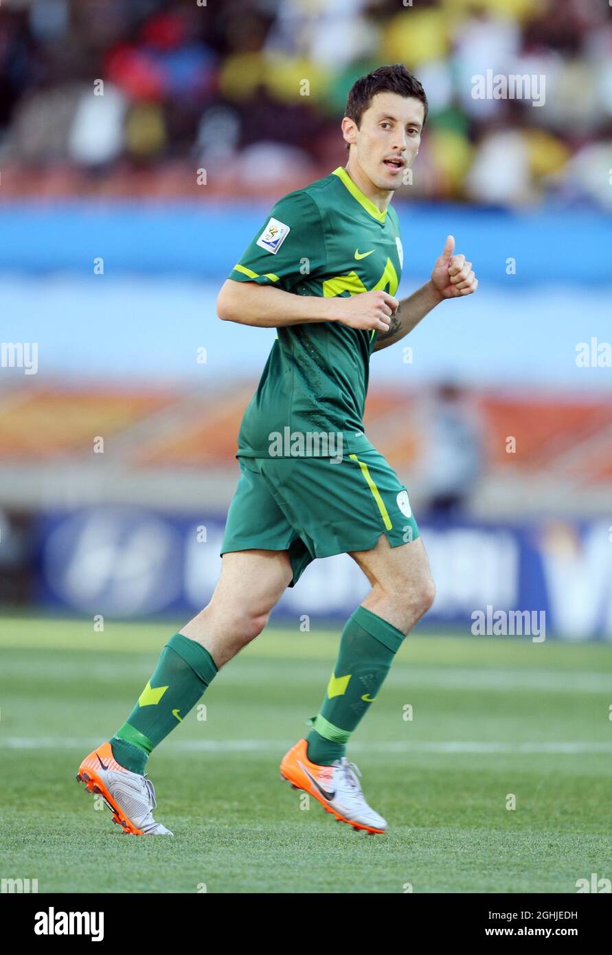 Slovenia's Robert Koren in action during the FIFA World Cup 2010 Group C match between Algeria and Slovenia at Peter Mokaba Stadium in South Africa. Stock Photo