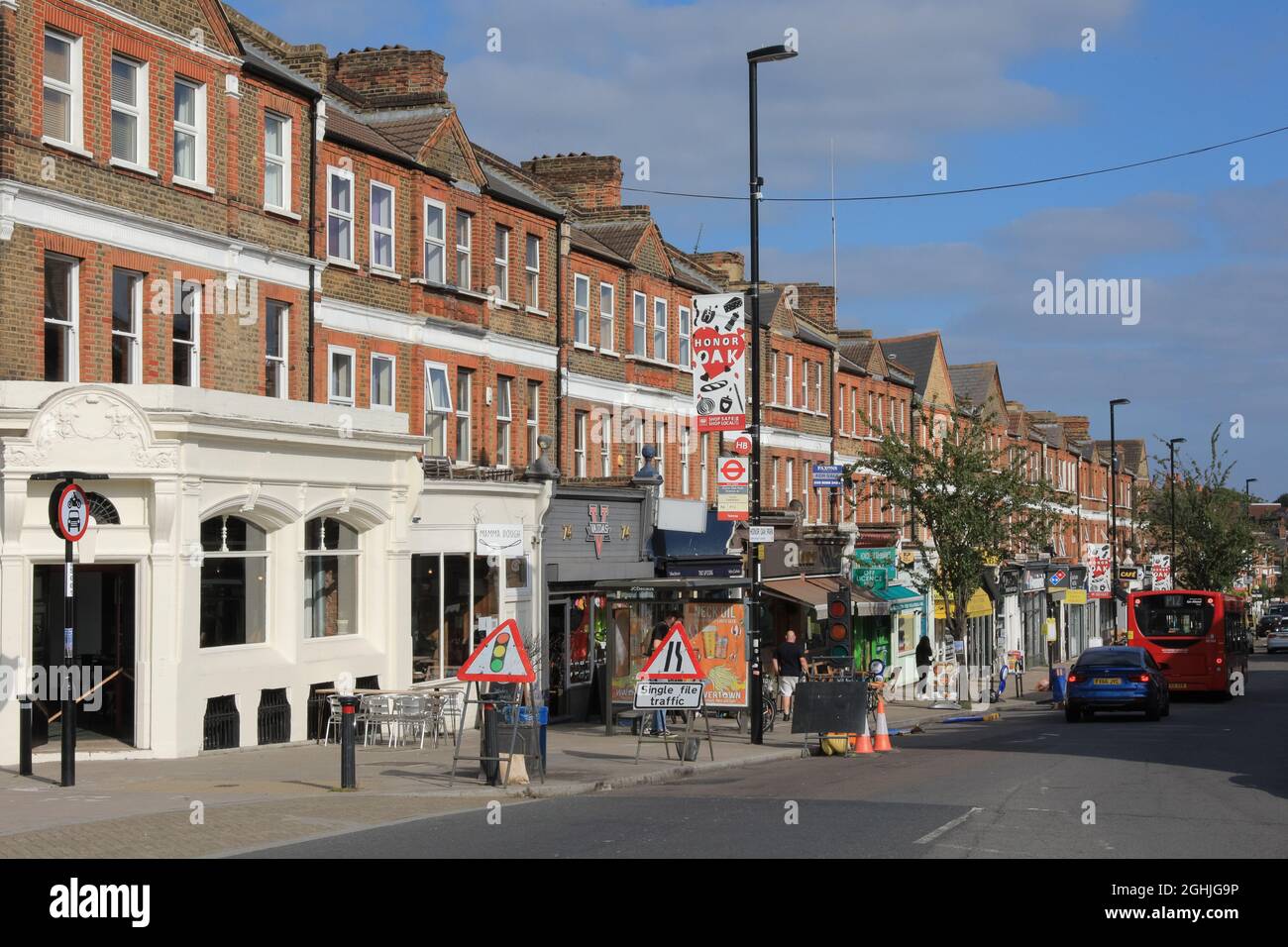 Honor Oak High Street, shops and restaurant exteriors, SE23, South East