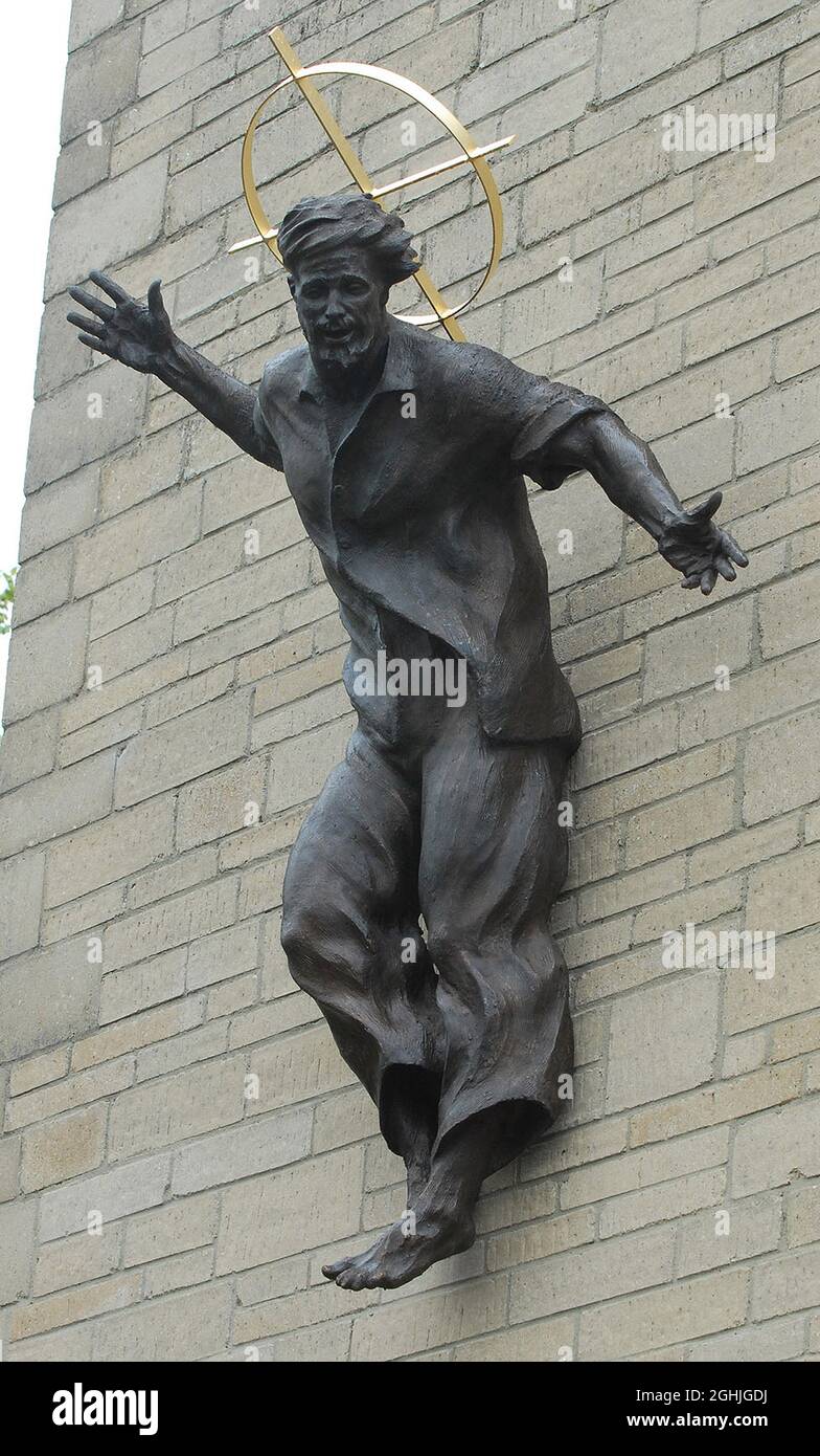 THE 21ST CENTURY CHRIST , JESUS WEARING JEANS ON THE NEW SCULPTURE AT