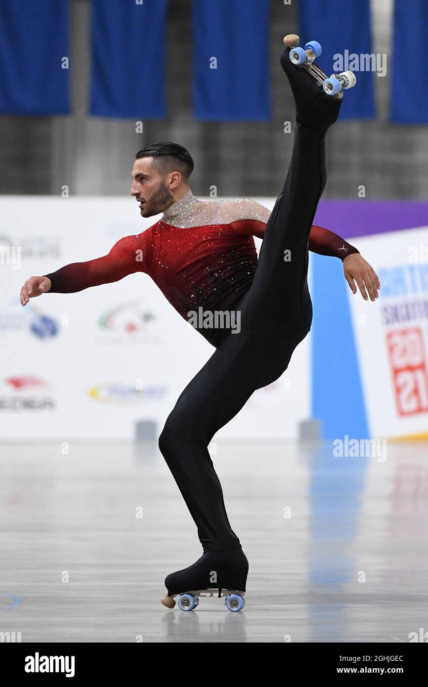 LUCA LUCARONI, Italy, performing in Senior Free Skating - Short Program at  The European Artistic Roller Skating Championships 2021 at Play Hall, on  September 05, 2021 in Riccione, Italy. Credit: Raniero  Corbelletti/AFLO/Alamy