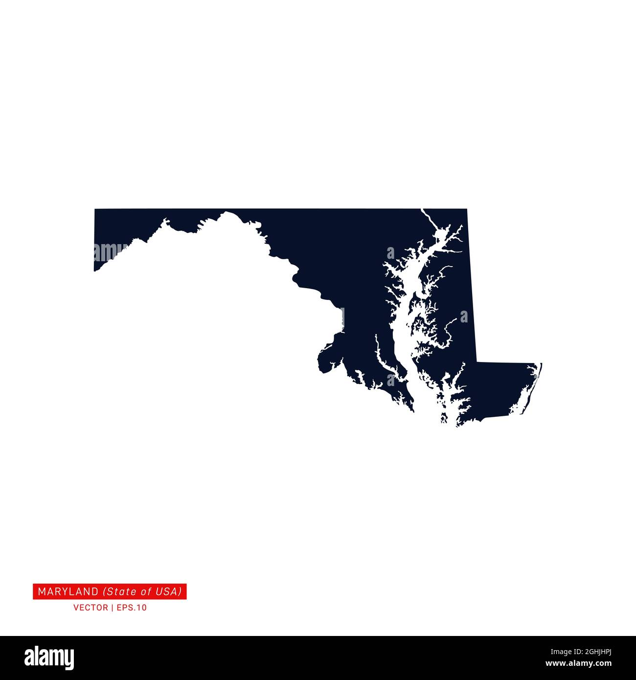 Maryland (USA) Map Vector Stock Illustration Design Template. Vector eps 10. Stock Vector