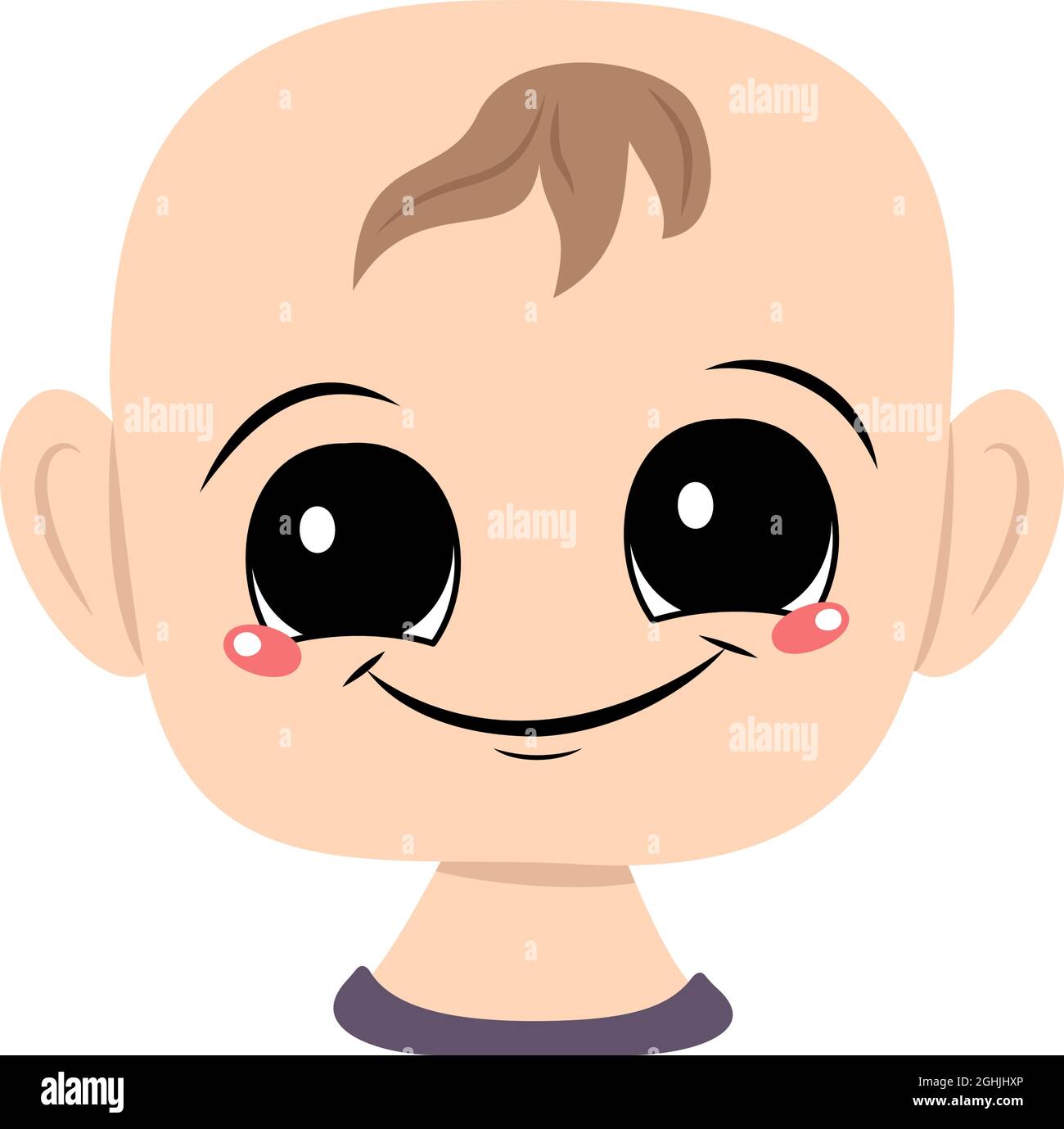 Avatar of a child with big eyes and a wide happy smile. Head of a toddler with a joyful face Stock Vector