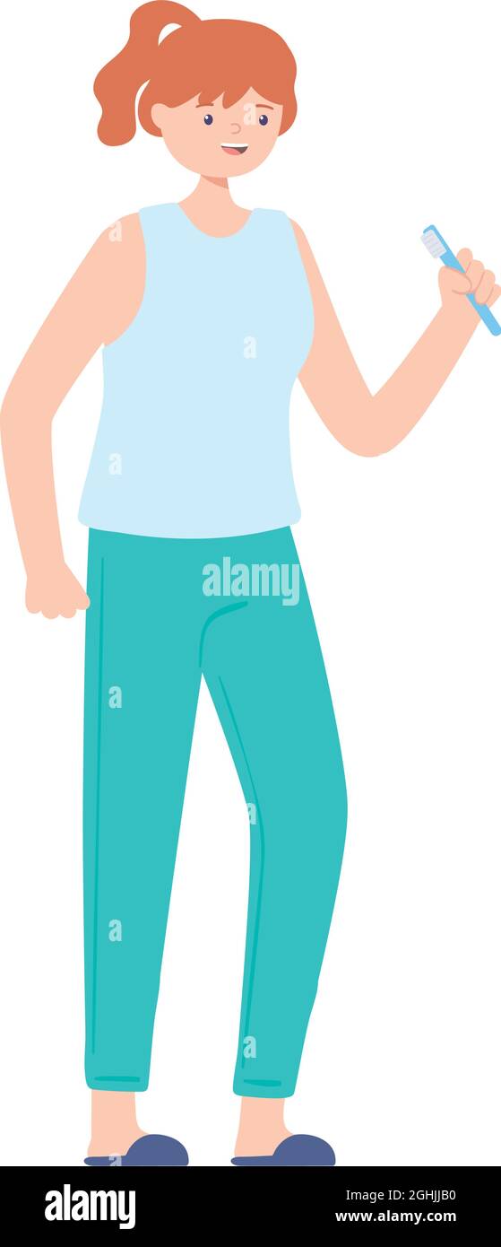 woman with toothbrush Stock Vector