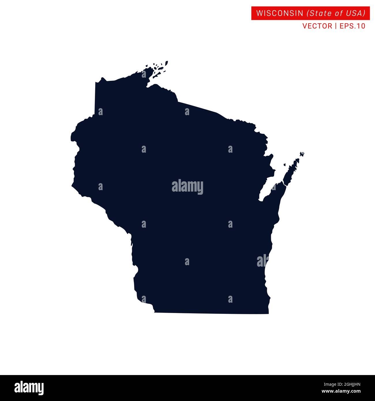 Wisconsin (USA) Map Vector Stock Illustration Design Template. Vector eps 10. Stock Vector